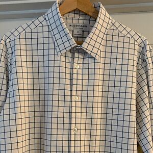 Mizzen+Main Men's White and Navy Grid Shirt